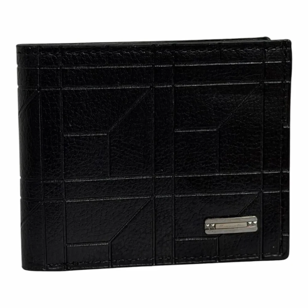 Men's Stylish Black Textured Bi-Fold Wallet